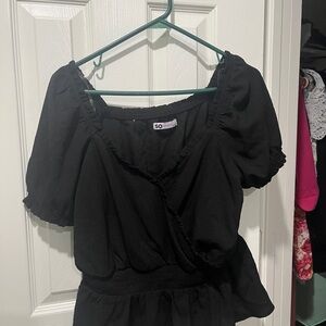 SO Women's Black Ruffle Top NWOT